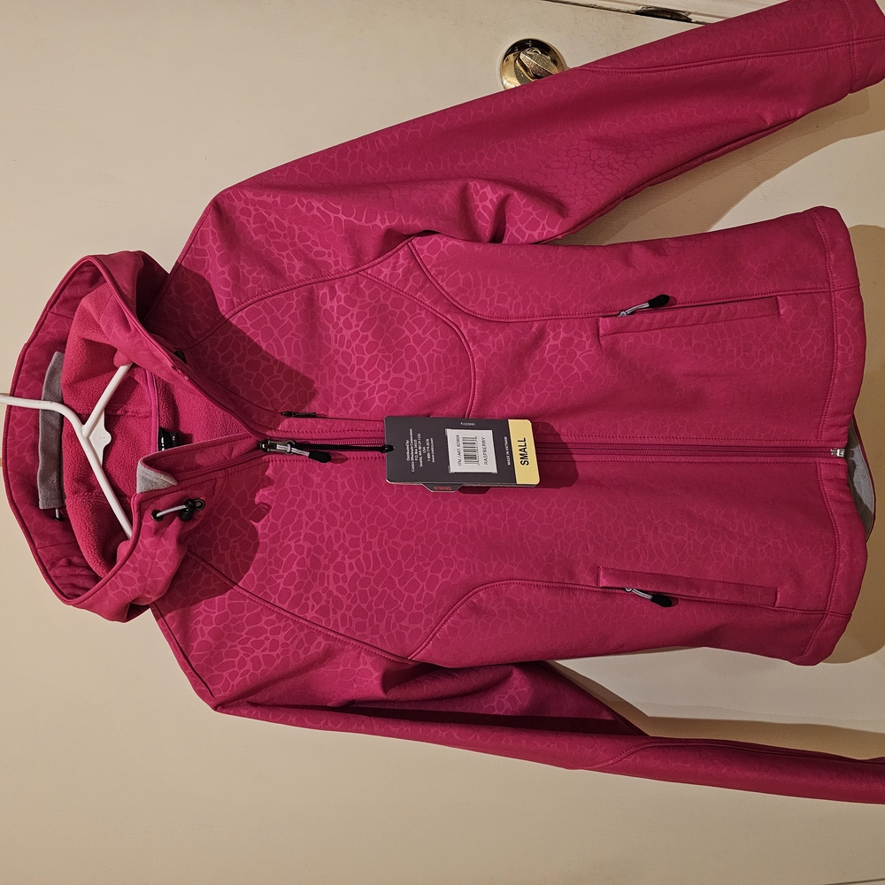 Women's Softshell Hooded Jacket Pink Raspberry Fleece Lined S